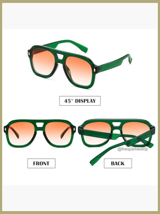 Retro Thick Aviator Sunglasses - Square Pilot UV Protection main image 7